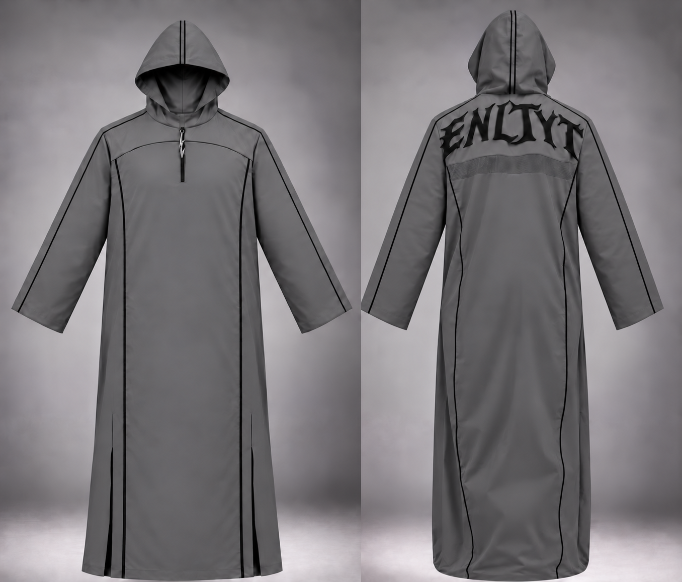 ENLIYT Performance Thobe in gray, front and back